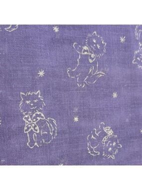 Purple Fabric White Cat Star Print 33"x47" Crafting Material Sewing Quilting  DI